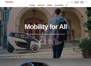 How global.toyota looks like on a tablet such as an iPad.