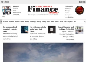 How globalbankingandfinance.com looks like on a tablet such as an iPad.