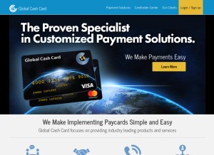 How globalcashcard.com looks like on a tablet such as an iPad.