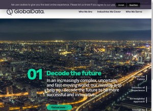 How globaldata.com looks like on a tablet such as an iPad.