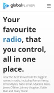 How globalplayer.com looks like on a mobile device such as an iPhone.