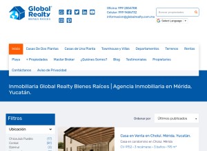 How globalrealty.com.mx looks like on a tablet such as an iPad.