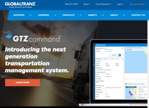 How globaltranz.com looks like on a tablet such as an iPad.