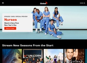 How globaltv.com looks like on a tablet such as an iPad.