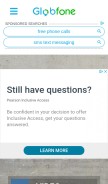 How globfone.com looks like on a mobile device such as an iPhone.