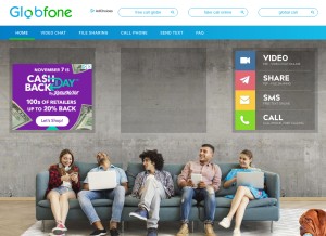 How globfone.com looks like on a tablet such as an iPad.