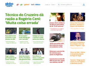 How globo.com looks like on a tablet such as an iPad.