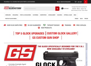 How glockstore.com looks like on a tablet such as an iPad.
