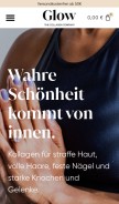 How glow25.de looks like on a mobile device such as an iPhone.