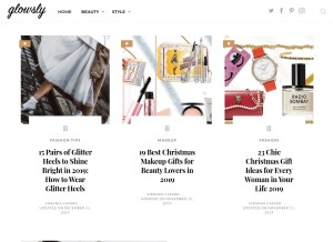 How glowsly.com looks like on a tablet such as an iPad.