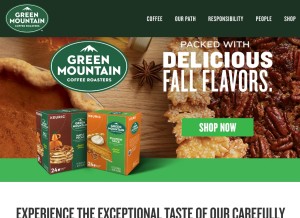 How gmcr.com looks like on a tablet such as an iPad.