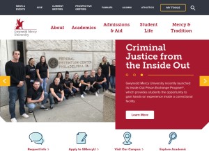 How gmercyu.edu looks like on a tablet such as an iPad.