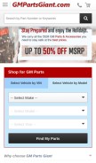 How gmpartsgiant.com looks like on a mobile device such as an iPhone.