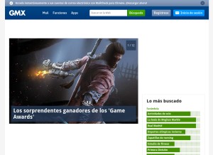 How gmx.es looks like on a tablet such as an iPad.