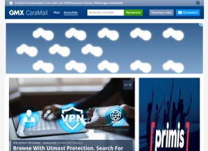 How gmx.fr looks like on a tablet such as an iPad.