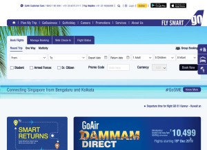 How goair.in looks like on a tablet such as an iPad.
