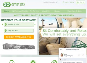 How goairlinkshuttle.com looks like on a tablet such as an iPad.