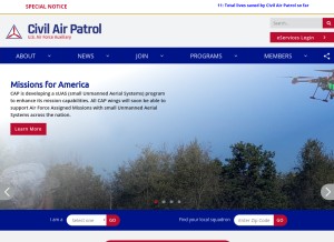 How gocivilairpatrol.com looks like on a tablet such as an iPad.