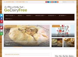 How godairyfree.org looks like on a tablet such as an iPad.