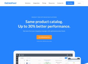How godatafeed.com looks like on a tablet such as an iPad.