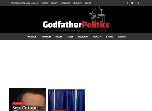How godfatherpolitics.com looks like on a tablet such as an iPad.
