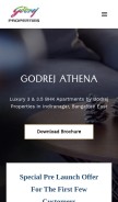 How godrejathena.in looks like on a mobile device such as an iPhone.