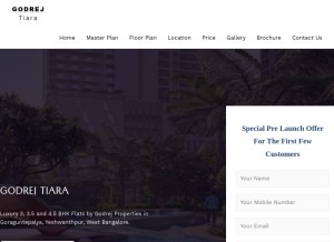 How godrejtiara.co looks like on a tablet such as an iPad.