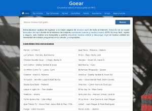 How goear.eu looks like on a tablet such as an iPad.