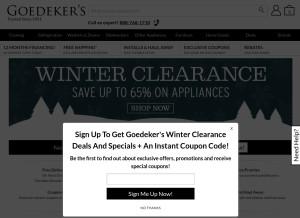 How goedekers.com looks like on a tablet such as an iPad.