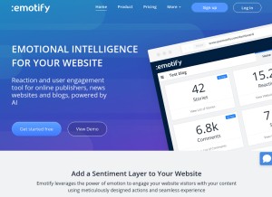 How goemotify.com looks like on a tablet such as an iPad.
