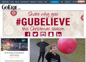 How goerie.com looks like on a tablet such as an iPad.