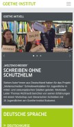 How goethe.de looks like on a mobile device such as an iPhone.