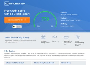 How gofreecredit.com looks like on a tablet such as an iPad.