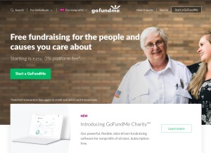 How gofundme.com looks like on a tablet such as an iPad.