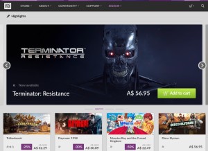 How gog.com looks like on a tablet such as an iPad.