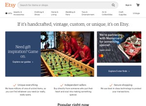 How gogetsy.com looks like on a tablet such as an iPad.