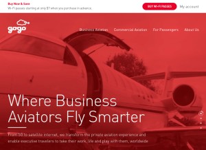 How gogoair.com looks like on a tablet such as an iPad.