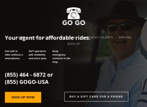 How gogograndparent.com looks like on a tablet such as an iPad.