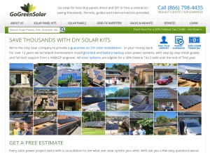 How gogreensolar.com looks like on a tablet such as an iPad.