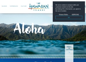 How gohawaii.com looks like on a tablet such as an iPad.