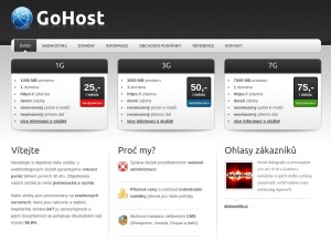 How gohost.cz looks like on a tablet such as an iPad.