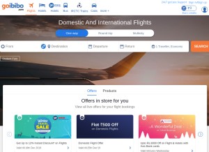 How goibibo.com looks like on a tablet such as an iPad.