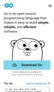 How golang.org looks like on a mobile device such as an iPhone.