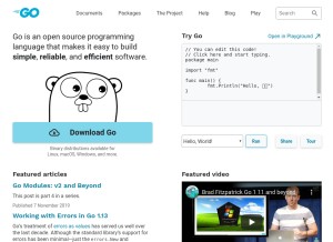 How golang.org looks like on a tablet such as an iPad.
