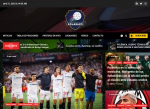 How golasazo.com looks like on a tablet such as an iPad.