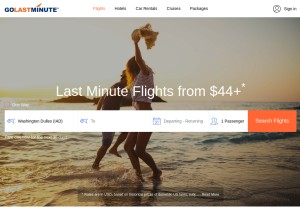 How golastminute.com looks like on a tablet such as an iPad.