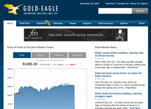How gold-eagle.com looks like on a tablet such as an iPad.