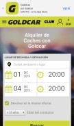 How goldcar.es looks like on a mobile device such as an iPhone.