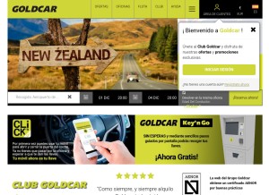 How goldcar.es looks like on a tablet such as an iPad.