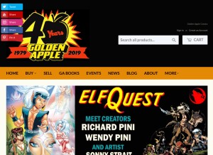 How goldenapplecomics.com looks like on a tablet such as an iPad.